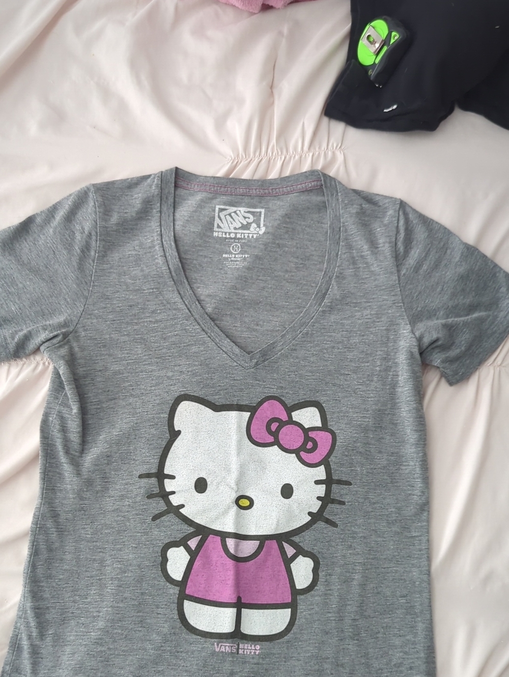 Vans X Hello Kitty Gray Tee with Pink Bow and Outfit